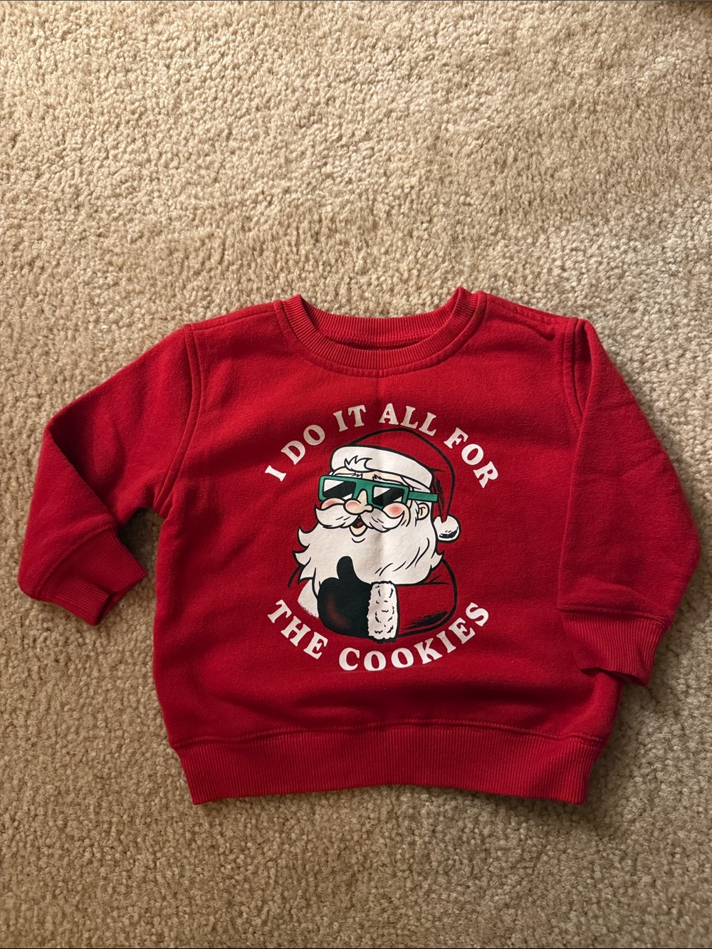 jumping beans Red Kids Santa Sweatshirt - 'I Do It All For The Cookies'